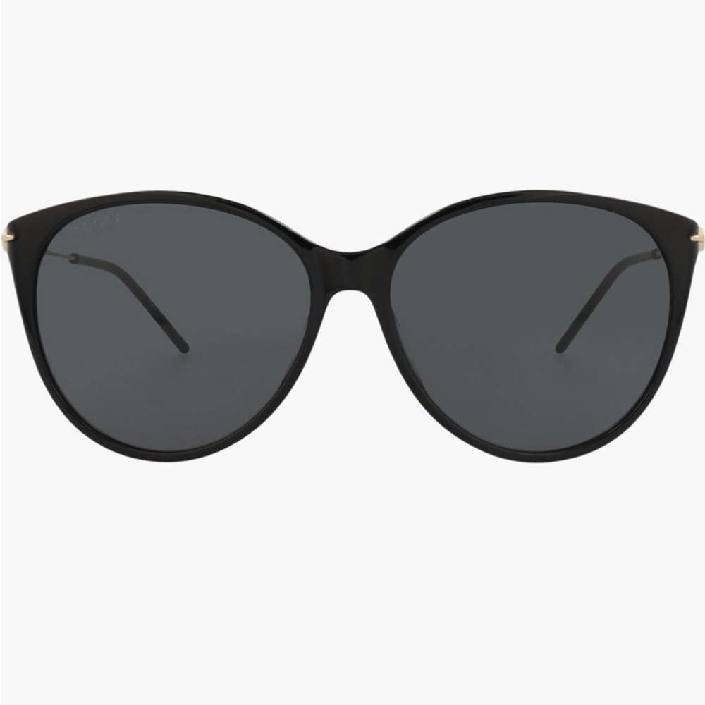 Gucci 58mm Oversize Round Sunglasses Black Gold GG Logo NWT - Picture 1 of 13